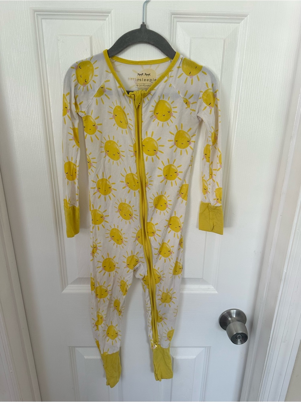 Little Sleepies White and Yellow Sun Print Kids Footie Pajamas